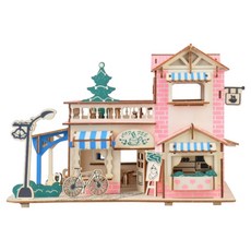WOODABLE 2層咖啡廳立體拼圖 XE-G044H, 161件, 1個, 混合色