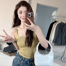 엘쏘 여성용 데일리 베이직 컬러 슬림핏 크롭 이너 나시