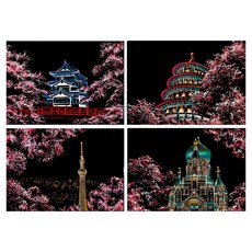 Allode 彩色藝術刮畫套組, 1套, 01 櫻花