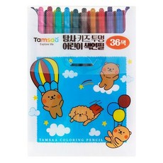 Tamsaa 兒童透明彩色鉛筆,36色,安全無毒,易於抓握, 1盒