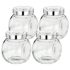 kela 斜式玻璃密封罐 200ml 食品收納保鮮罐, 4個容器 + 4個蓋子, 1組