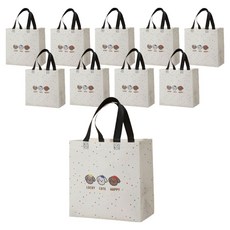 그린허그 럭키 프렌드 부직포 쇼핑백, 숑숑이, 10개