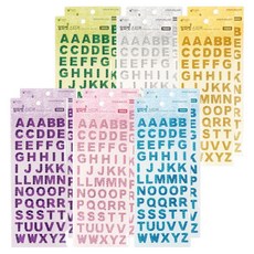 POPO FANCY 多用途裝飾字母貼紙 6款 x 2張組合, 1套, 混合顏色