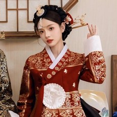 Elsso 女款奢華融合皇室混搭韓服短衣+裙子組