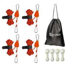 Hyper 繩索棘輪 4入 + 4M繩 4入 + 夜光線鉤 4入 + 收納袋套組, 橘色