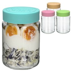 미르코리아 헥사 제뉴엔 실리콘뚜껑 샐러드 밀프랩 유리병 A타입 4종 세트 MK490, 480ml, 1세트