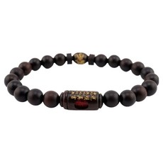 般若心 辟邪木 光明真言 3符咒 單圈念珠手鍊 17.5cm, 金粉, 1個