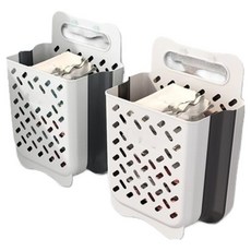 壁掛折疊式洗衣籃浴室收納箱 2個, 白灰色