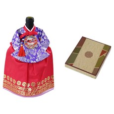 happytool 傳統宮廷韓服幾何紋紅酒套 + 禮物包裝盒, 紫色上衣 幾何紋燙金紅色裙, 1個