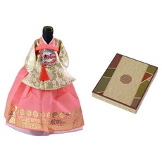 해피툴 전통 궁중한복 기하문 와인커버 + 선물 포장 박스, 골드저고리 기하문금박피치치마, 1개