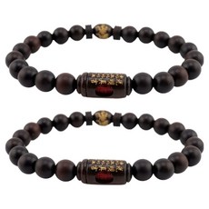 般若心 辟邪木 光明真言 3符咒 單圈念珠手鍊 17.5cm, 金粉, 2個