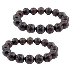 般若心 辟邪木 般若心經 漢字 單排 念珠手鍊 18cm, 2個, 深棕色