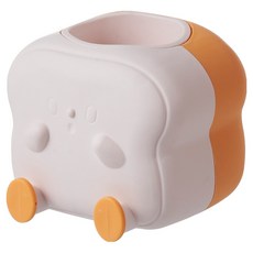 머니풀 귀여운 식빵 휴대폰 거치 펜 연필 보관함, 화이트, 1개