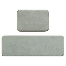 Mother's HOME 記憶泡棉素色地墊 浴室+廚房套組, 1套, 薄荷灰