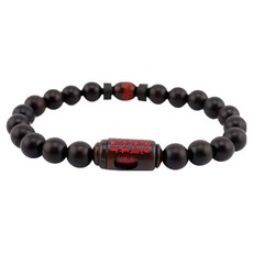 般若心 辟邪木 光明真言 3符咒 單圈念珠手鍊 17.5cm, 鏡面, 1個