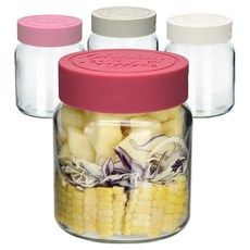 Mirkorea Hexa Genuen 矽膠蓋沙拉備餐玻璃瓶 B型 4件組 YS375, 1套, 320ml