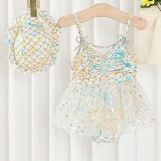 Starbean 女童星星人魚泳裝泳帽組