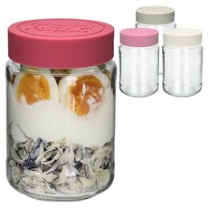 미르코리아 헥사 제뉴엔 실리콘뚜껑 샐러드 밀프랩 유리병 480ml 4종 세트 MK490 B타입, 1세트