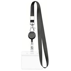 Valhappy ID 員工證卡片掛繩 橫式, 黑色, 1個