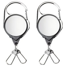 HIT PACE 雙環雙面鏡面伸縮鑰匙圈 E27, 2個, 黑色