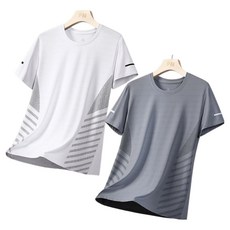 제이티엘 남성용 라인 사선 캐주얼 반팔 티셔츠 2종 세트