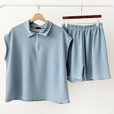 봉봉스토리 임산부 세이메이 카라 티셔츠 + 반바지 상하의 세트