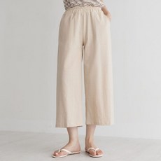 andstyle 女款夏季亞麻八分寬版鬆緊帶長褲 264651