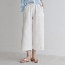 andstyle 女款夏季亞麻八分寬版鬆緊褲 264651