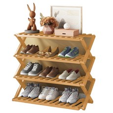 可折疊窄版玄關開放式楠竹鞋架, 1個, 木質