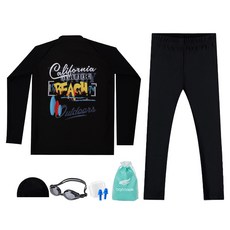 aquatica 兒童用防磨衣上衣 AQA381 + 水上運動緊身褲 AQA415 + 一般用泳鏡 + 彈性泳帽 + 耳塞 + 塑膠袋組合