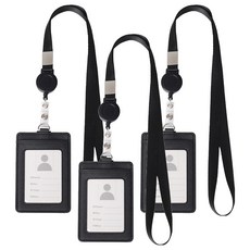 瑪貝拉 交通卡 伸縮扣 員工證 身分證 門禁卡 錢包 頸掛繩, 3個, 黑色