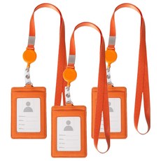 瑪貝拉 交通卡 伸縮扣 員工證 身分證 門禁卡 錢包 頸掛繩, 3個, 橘色