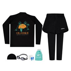 aquatica 兒童防磨衣上衣 AQA386 + 短褲水上緊身褲 AQA421 + 一般用泳鏡 + 彈性泳帽 + 耳塞 + 塑膠袋組合