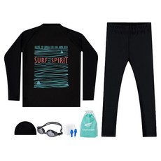 aquatica 兒童用防曬泳衣上衣 AQA389 + 水陸兩用褲 AQA415 + 一般用泳鏡 + 彈性泳帽 + 耳塞 + 塑膠袋 套組