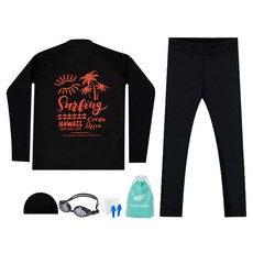 aquatica 兒童用防磨衣上衣 AQA388 + 水上緊身褲 AQA415 + 一般用泳鏡 + 彈性泳帽 + 耳塞 + 塑膠袋組合