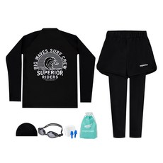 aquatica 防磨衣上衣 AQA385 + 短版水陸兩用褲 AQA421 + 一般泳鏡 + 彈性泳帽 + 耳塞 + 透明收納袋 組合