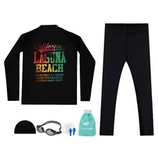 aquatica 兒童用防磨衣上衣 AQA384 + 水上緊身褲 AQA415 + 一般用泳鏡 + 彈性泳帽 + 耳塞 + 塑膠袋套組