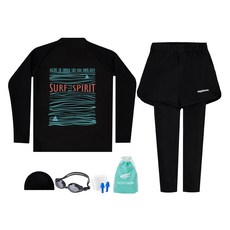 aquatica 防曬泳衣上衣 AQA389 + 短褲水陸兩用褲 AQA421 + 一般用泳鏡 + 彈性泳帽 + 耳塞 + 塑膠袋套組