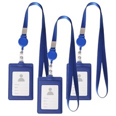瑪貝拉 交通卡 伸縮扣 員工證 身分證 門禁卡 錢包 頸掛繩, 3個, 藍色