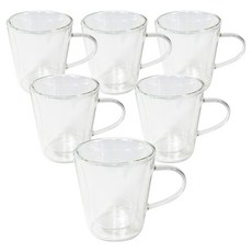 파미레 내열 손잡이 이중 유리컵 200ml, 투명, 6개 투명, 6개