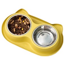 狗狗防噎慢食寵物碗, 黃色, 1個