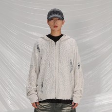 세인트페인 크로스 데미지 니트집업