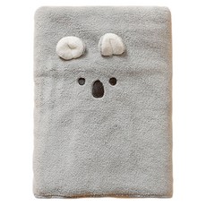 葉子小舖 珊瑚絨動物浴巾, 灰色, 1入, 1條