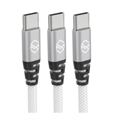 SINJIMORU Type-C網眼快速充電線 3m 白色, 3條