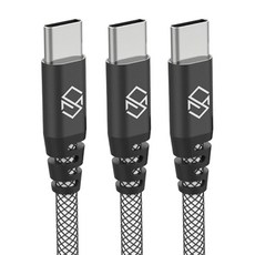 SINJIMORU Type-C網眼快速充電線, 2m, 黑色, 3條