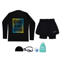 aquatica 兒童防磨衣上衣與下身 + 一般泳鏡 + 泳帽 + 耳塞 + 塑膠袋套組 AQA383+AQA420