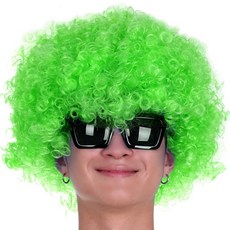 PARTY 09 捲毛巨型假髮 + 太陽眼鏡組, 1套, 綠色(假髮), 黑色(太陽眼鏡)