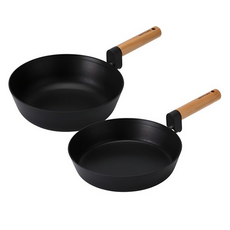 HAPPYCALL IH電磁爐適用木柄鍋具組 平底鍋26cm + 炒鍋26cm 2件 1組, 混和顏色