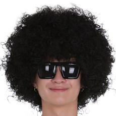 파티공구 뽀글이 점보가발 + 선글라스 세트, 블랙(가발), 블랙(선글라스), 1세트