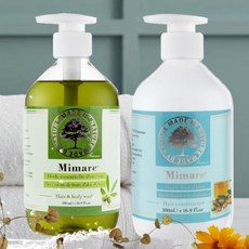 Mimare 奧勒岡精油洗髮沐浴露500ml+柔順彈力潤絲精500ml,天然草本精油呵護,洗髮沐浴一次完成,全家適用, 2瓶